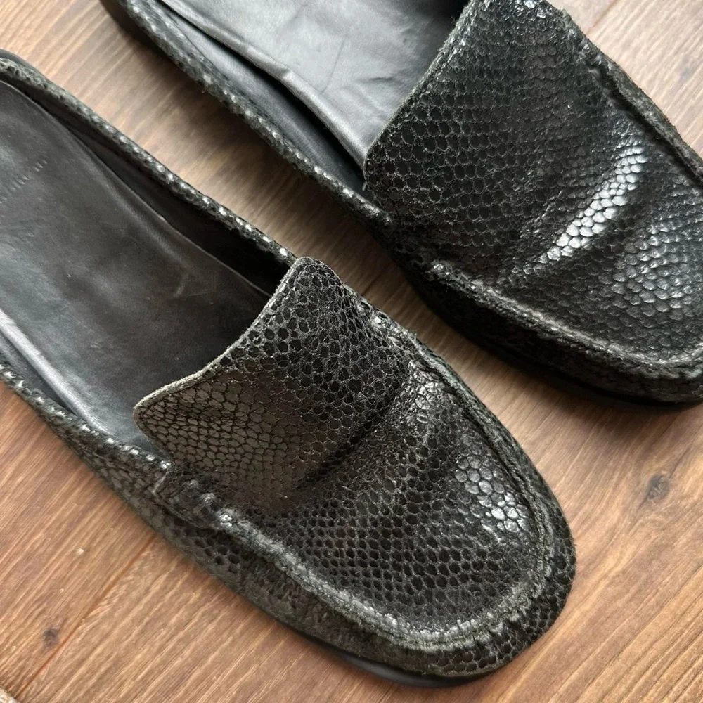 Celine Dark Green Textured Mules Loafers - Picture 3 of 5
